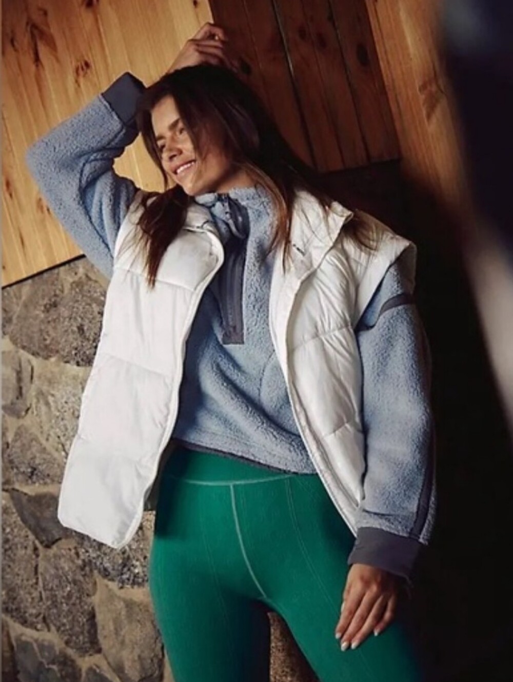 FP Movement Blue Fleece Pullover with White Puffer Vest